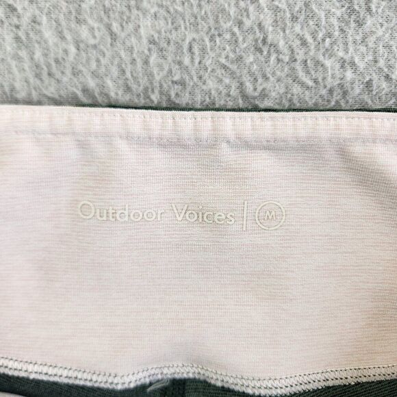 Outdoor Voices Leggings Womens M Green Pink Chevron Mid Rise Ankle Workout - Picture 6 of 13